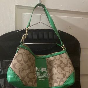 Vintage Coach purse green and tan small shoulder bag nwt
